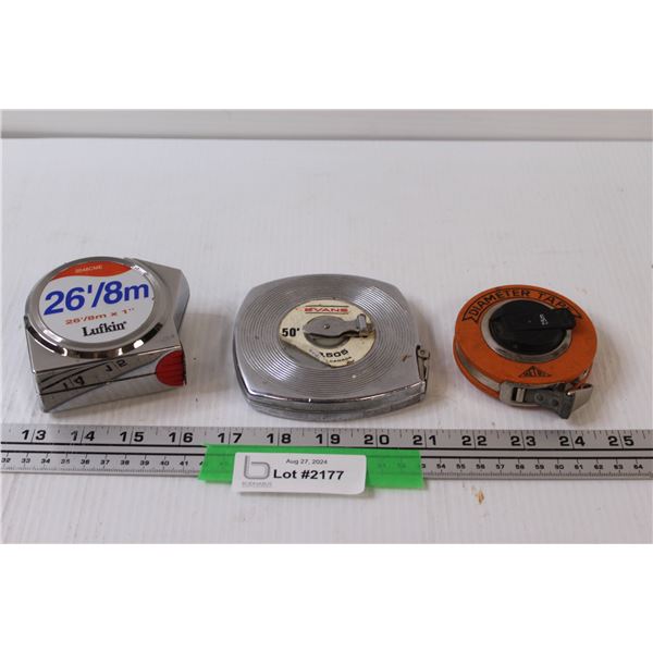 (3) Tape Measures: Lufkin, Evans, Diameter Tape