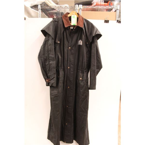 Australian Outback Coat - Size XXL - 58" Long, 100% Cotton Waxed Oil-Skin w/Leather Collar & Removab