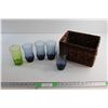 Image 1 : (5) Assorted Glasses and Woven Basket