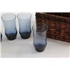 Image 3 : (5) Assorted Glasses and Woven Basket