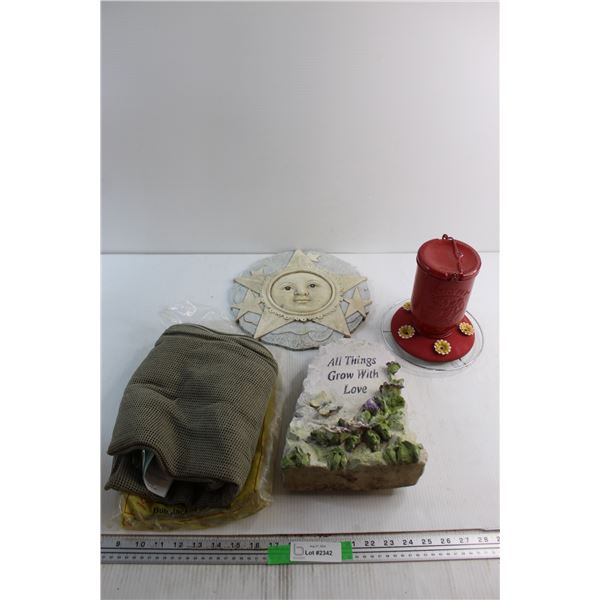 Skeeto Ban Bug Jacket, (2) Ceramic Decorations and Hummingbird Feeder