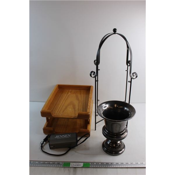 *Wired Rack, Wooden Shelf, Metal Vase and Jensen Power Inverter