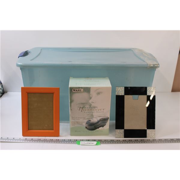 Wahl Massager, Storage Container (Some Damage), (2) Picture Frames