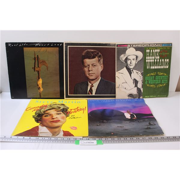 (5) Records: JFK Speeches, Steve Martin, Stevie Wonder, Hank Williams, Real Life