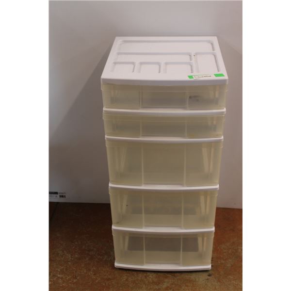 * Five Drawer Plastic Storage - 33" X 16" X 15"