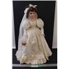 Image 1 : Porcelain Bride Doll w/Stand - 23" Tall