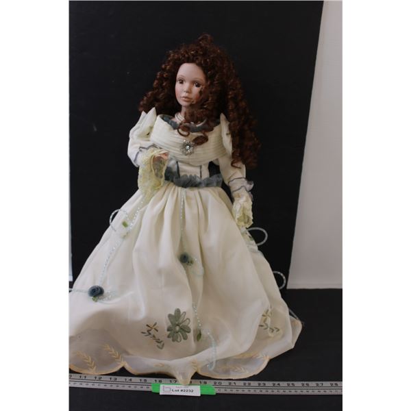 Porcelain Victorian Era Doll w/ Stand - 20" Tall