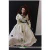 Image 1 : Porcelain Victorian Era Doll w/ Stand - 20" Tall
