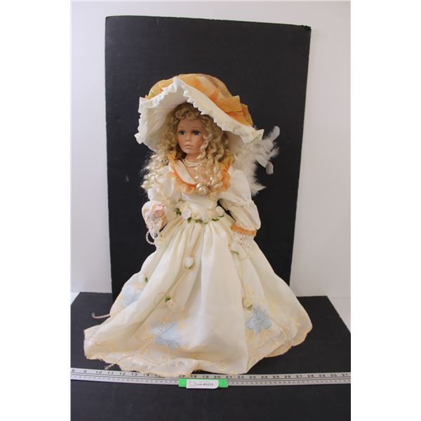 Porcelain Victorian Era Doll w/ Stand - 21" Tall