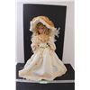 Image 1 : Porcelain Victorian Era Doll w/ Stand - 21" Tall
