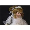 Image 2 : Porcelain Bride Doll w/Stand - 16" Tall (Arms Needs Repair)