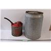 Image 1 : Antique Red Gasoline Jug & Galvanized Oil Can