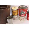 Image 4 : Antique Straining Bucket, Oil Pouring Can, (5) Assorted Tins