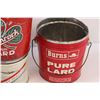 Image 5 : Antique Straining Bucket, Oil Pouring Can, (5) Assorted Tins