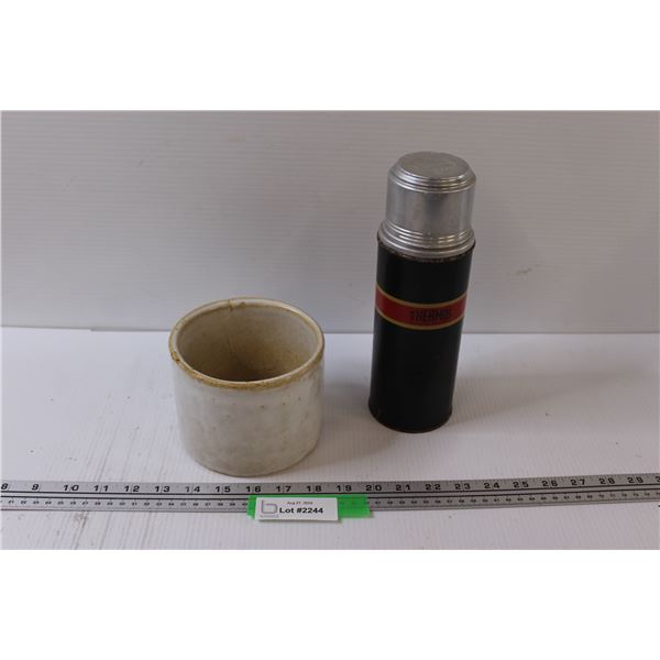 Vintage Thermos & Planter Crock - 6" x 5"