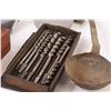 Image 2 : Antique Drill Bit Set, Ladle, Funnel, (2) Mirrors