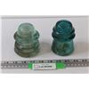 Image 1 : (2) Glass Insulators: (Green Dominion & Blue Hemingway)