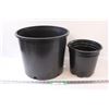 Image 1 : (2) Black Plastic Planters: 12" x 14" & 8" x 9"