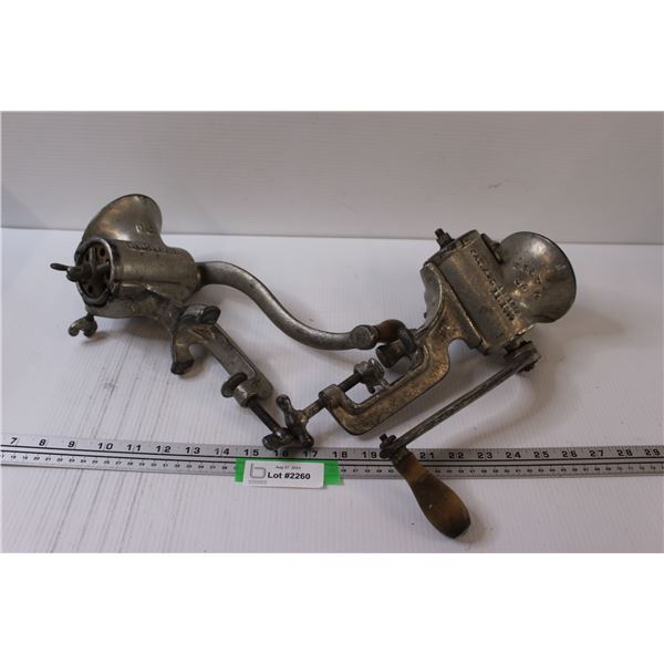 (2) Vintage Table Mount Meat Grinders (Purity Brand, RS & W Brand)