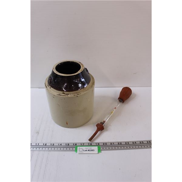 Canning Crock (No Lid) & Appears to be a Vintage Battery Tester
