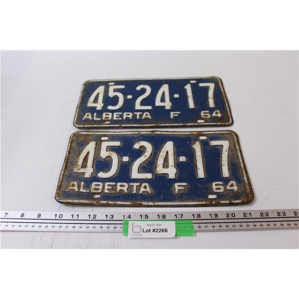 Pair of Alberta License Plates - 1964