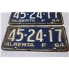 Image 3 : Pair of Alberta License Plates - 1964