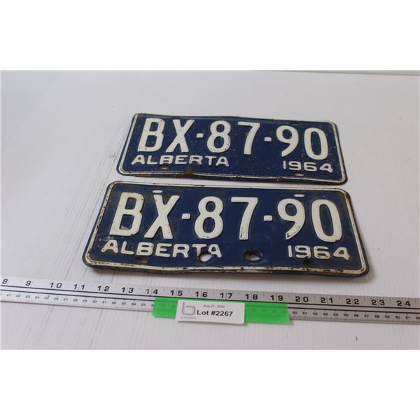 Pair of Alberta License Plates - 1964