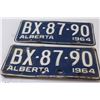 Image 2 : Pair of Alberta License Plates - 1964