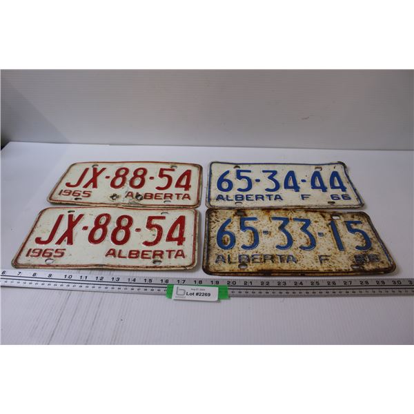 (4) Alberta License Plates - 1965 & 1966