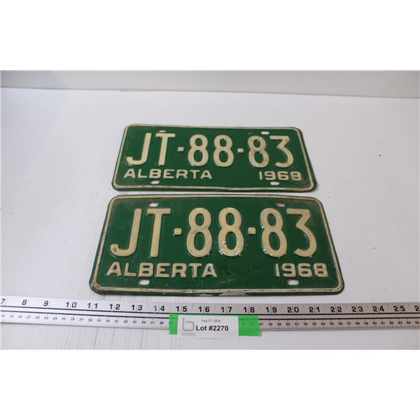 Pair of Alberta License Plates - 1968