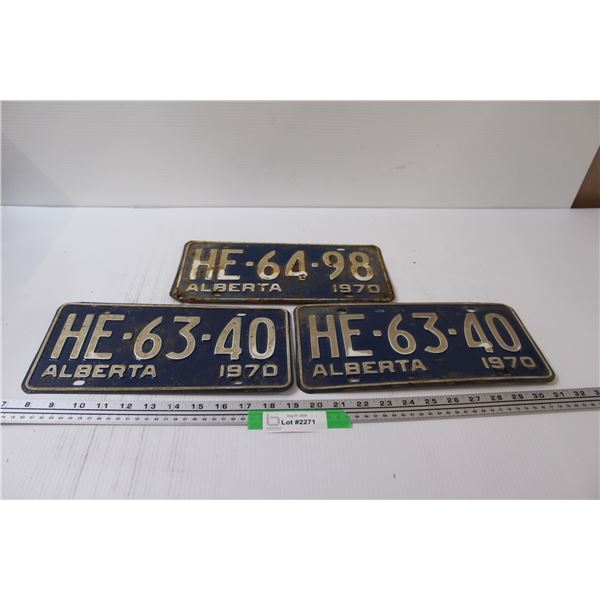 Pair of Alberta License Plates and Single Plate- 1970