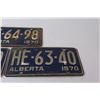 Image 4 : Pair of Alberta License Plates and Single Plate- 1970