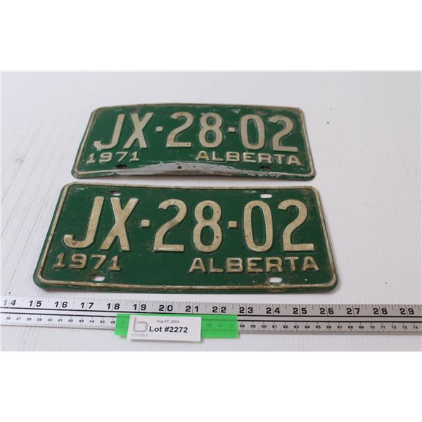 Pair of Alberta License Plates - 1971