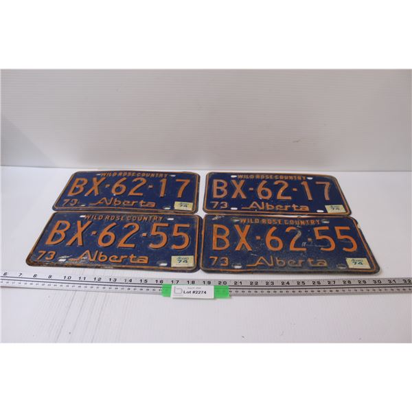 (2) Pair of Alberta License Plates - 1973