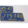 Image 4 : (4) Alberta License Plates - 1974