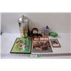 Image 1 : Lot: Year 2000 Tin, (2) Tazmanian Devil Themed Items, Beanie Monkey, Book: Why the West was Wild, Mi