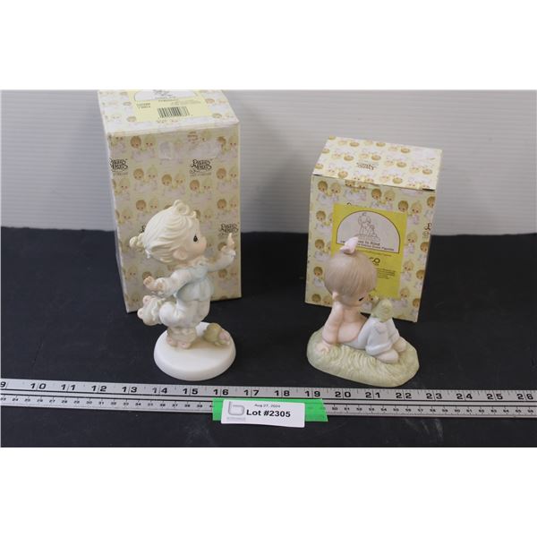 (2) Precious Moments Figurines: Love is Kind & Happy Trip - 5.5" Tall