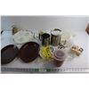 Image 1 : Assorted Plates, Food Scale, Salt&Pepper Shakers and Assorted Items
