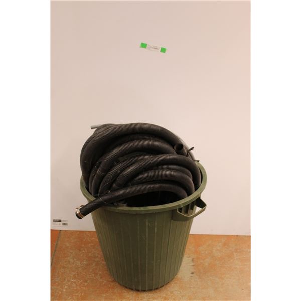 *(2) Assorted Hoses - Length Unknown and Plastic Garbage Can