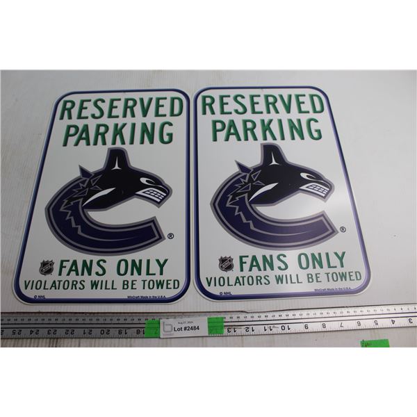 (2) Parking Reserved Canucks Fans Only Signs 18'' x 12''