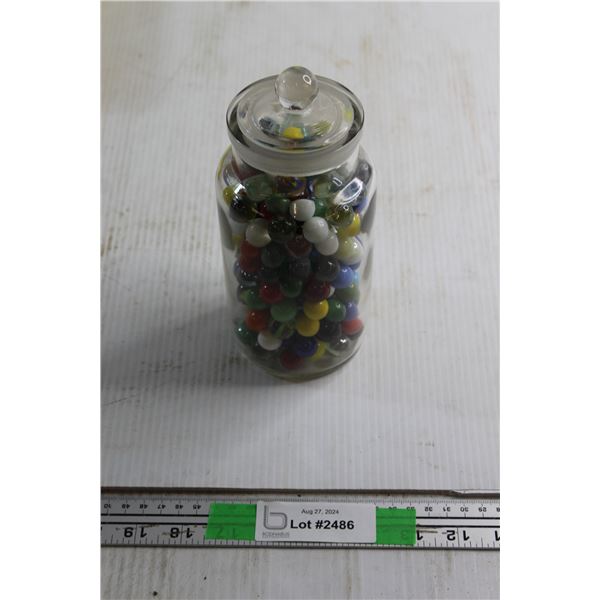 Storage Jar with Assorted Marbles