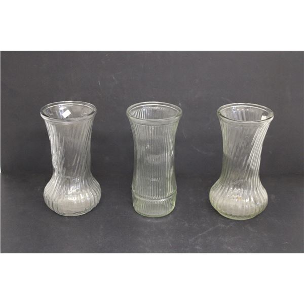 (3) Glass Vases (8.5" tall)