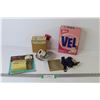 Image 1 : Vintage Vel Dish & Laundry Soap - Chain-Lock Alarm - Swivel Light Socket - Sock Garters
