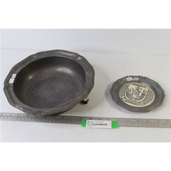 Pewter Footed Serving Dish - Pewter Plate
