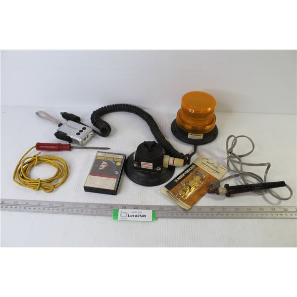 Magnetic Amber Warning Light - Pump Suction Cup - Brass Latch - Crank Flashlight - Soldering Iron - 