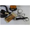 Image 6 : Magnetic Amber Warning Light - Pump Suction Cup - Brass Latch - Crank Flashlight - Soldering Iron - 