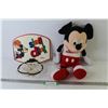 Image 1 : Mickey Slam Dunk Basketball Net (broken) - Stuffed Mickey Mouse - (2) Plastic Dinosaurs - Books - St