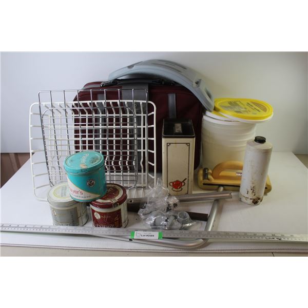 *Samsonite Suitcase - Richard Hand Sander - Dish Tray - Oven Racks - Tobacco Tins - Misc. Items