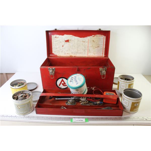 Ramset Tool Box w/Tray & Contents - Cigarette Tins of Misn Bolts & Small Car Parts