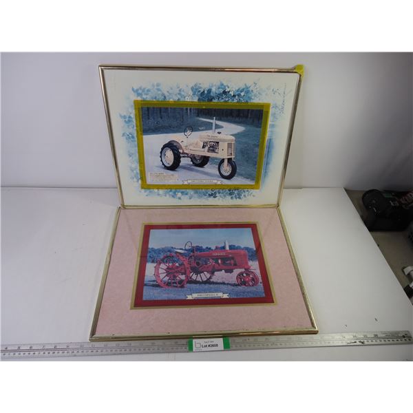(2) Homemade Framed Tractor Pictures in 20"x16" Frames (some frame damage)